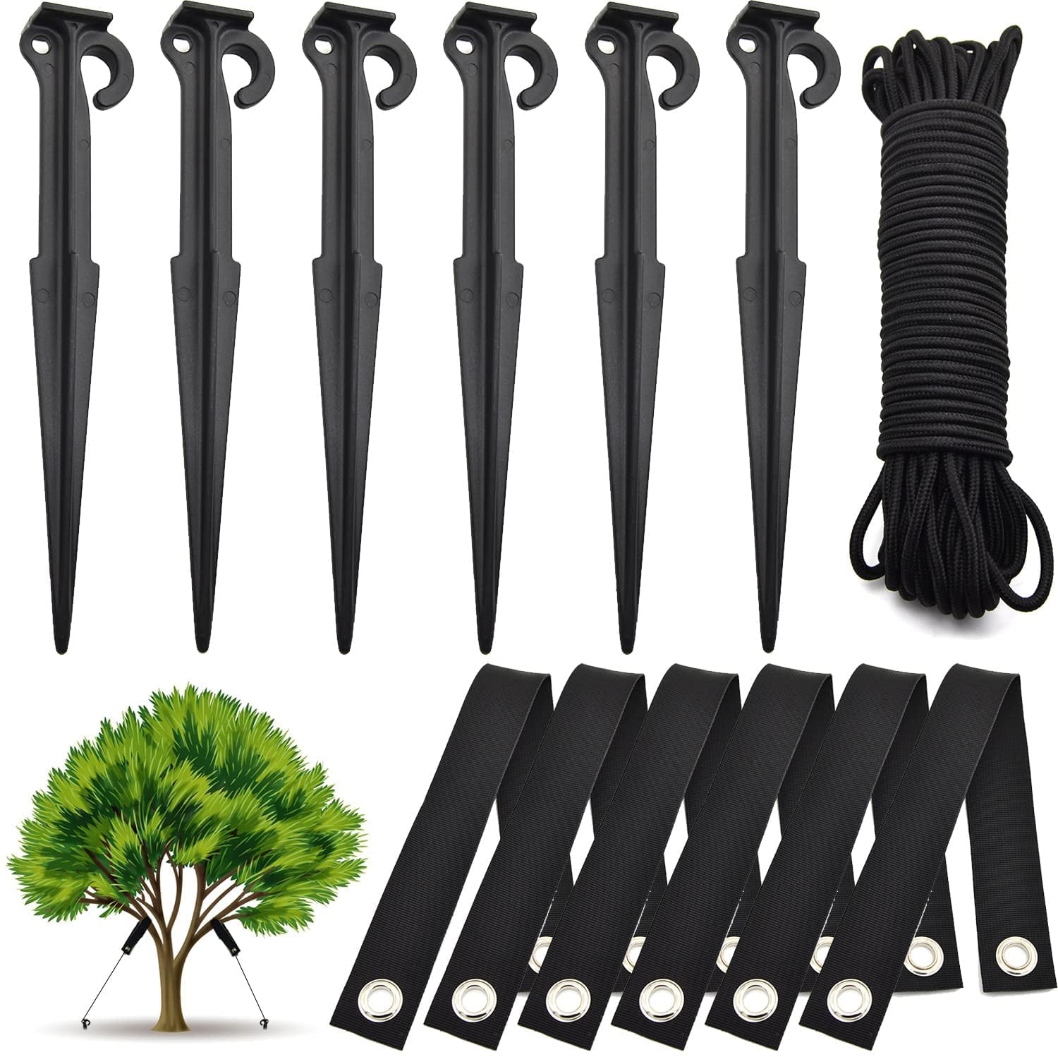 Tree Stake Kits Anchoring Tree Stake with Tree Support Straps and