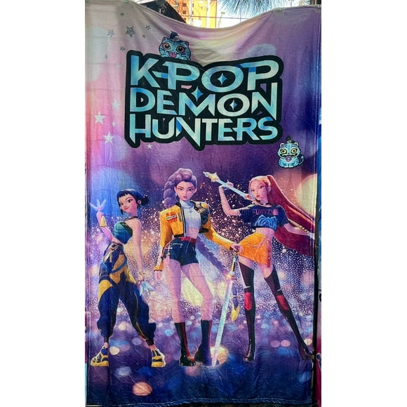 Exclusiva! Cobija Frazada Ultra Suave K-Pop Demon Hunters HUNTRIX Lila