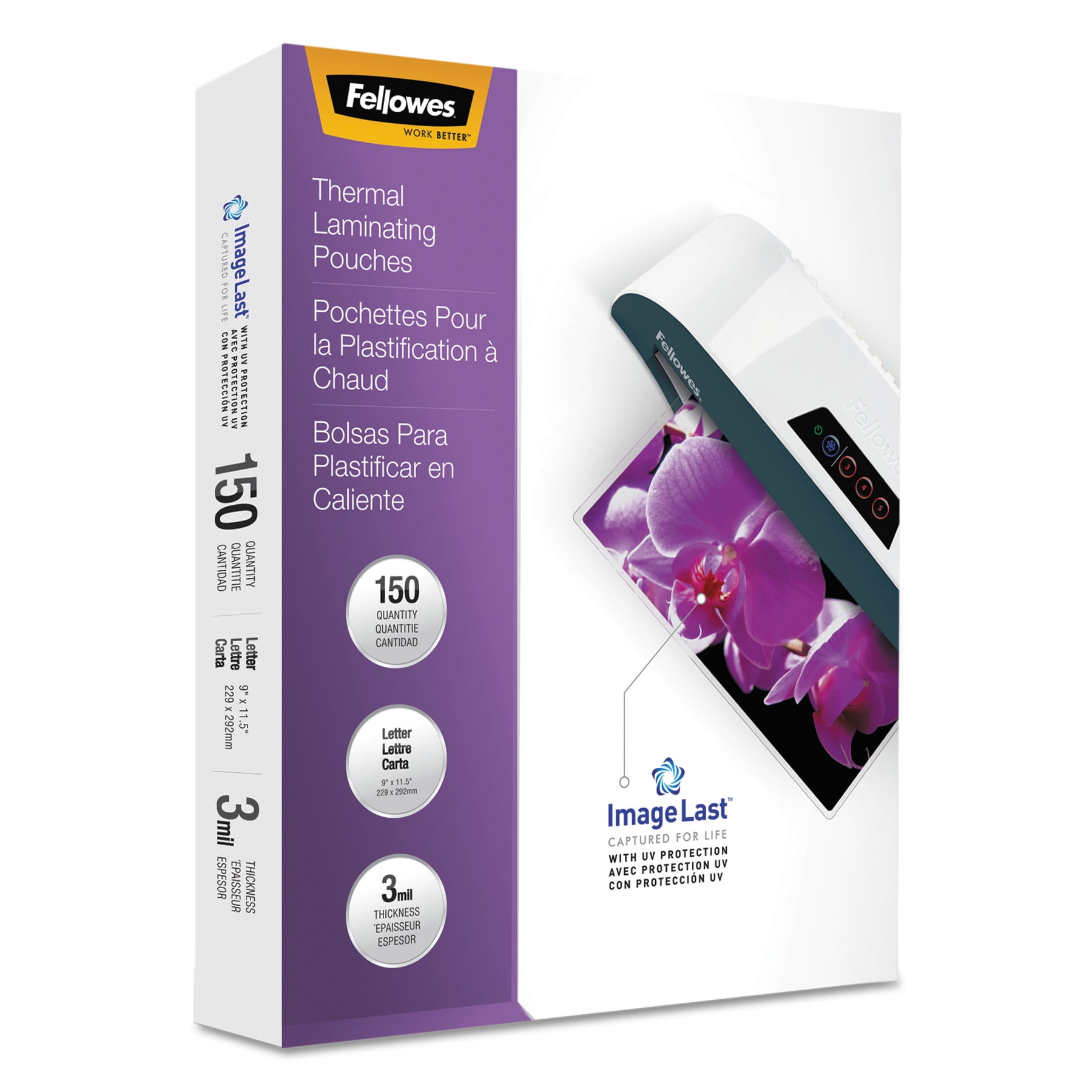 Fellowes ImageLast Laminating Pouches with UV Protection, 3 mil, 9" x