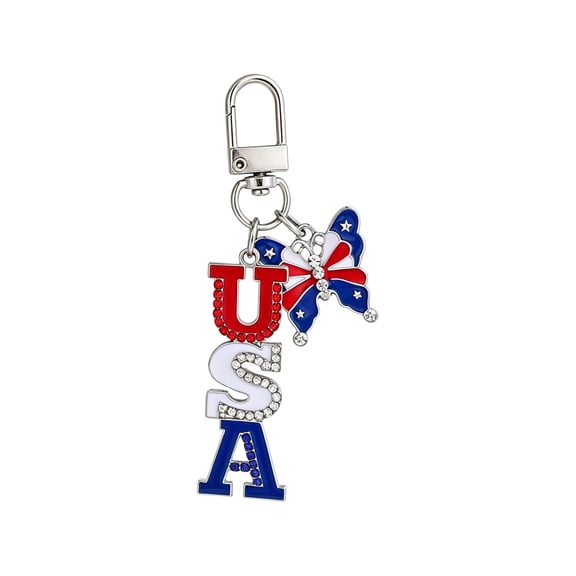 Tepsmf USA Independence Day Keychain Flag Rhinestone Key Chain