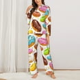 thumbnail image 3 of Wukai Color Donut Print Women's Pajama Set - Soft Long Sleeve Sleepwear for Comfort and Style-Large, 3 of 9
