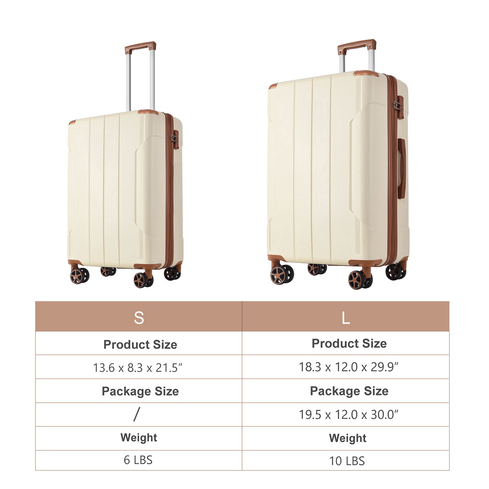 2 Piece Expandable ABS Hardshell Luggage Set, 20" Carry-on & 28" Checked Suitcase with TSA Lock, Double Spinner Wheels for Travel