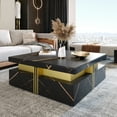 thumbnail image 1 of MODERNLUXE Table Basse Carrée de 43,3 Pouces avec Rangement, Table Basse Moderne avec 4 Tiroirs pour Salon, Blanc, 1 of 8