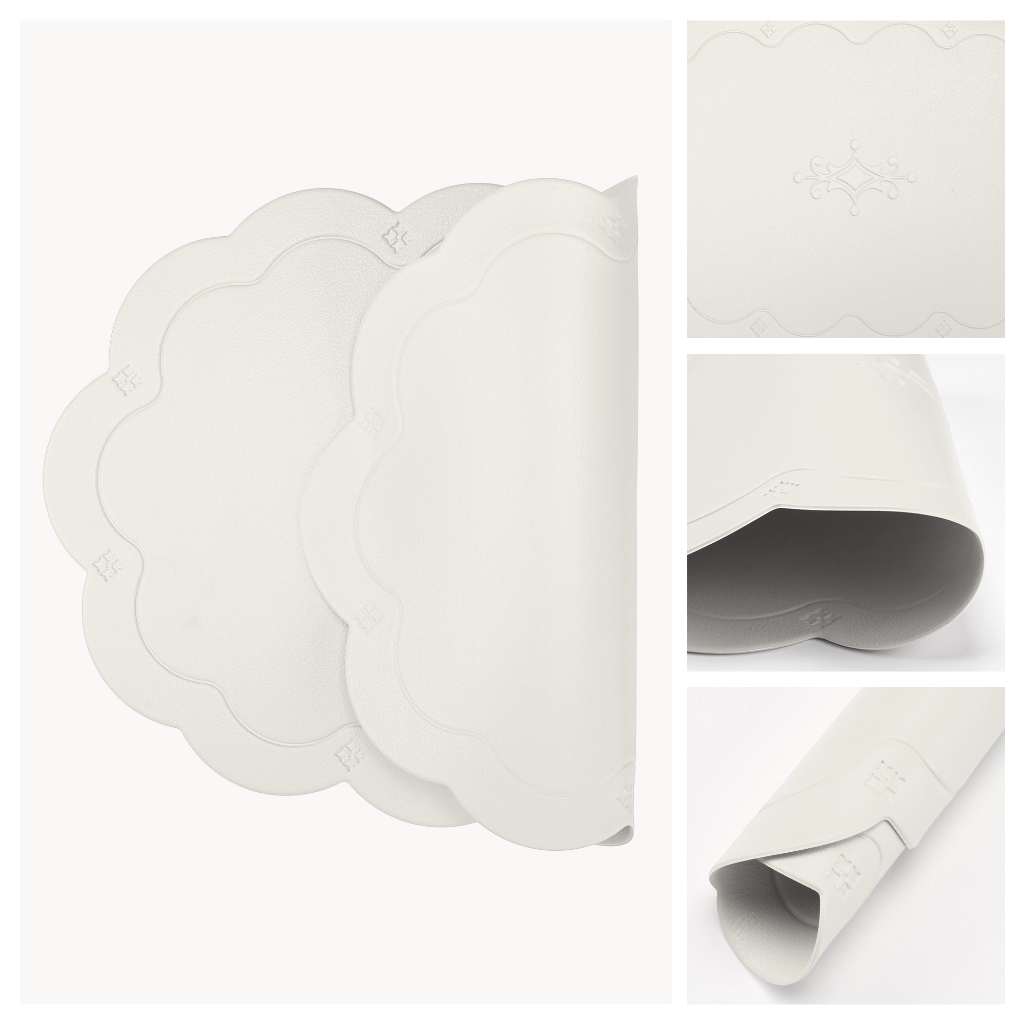 Unique Bargains Set of 6 Leather Waterproof Placemats for Kitchen Dining Table Light Gray