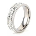 thumbnail image 6 of Two Rowes White AAA CZ Gold/Silver Band Stainless Steel Women's Rings Sz 6 7 8 9, 6 of 7