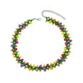 thumbnail image 2 of Collar de flores de gargantilla de perlas boho, collar de gargantilla de perlas coloridas de verano único, collar de clavícula para fiestas, compras,, 2 of 9