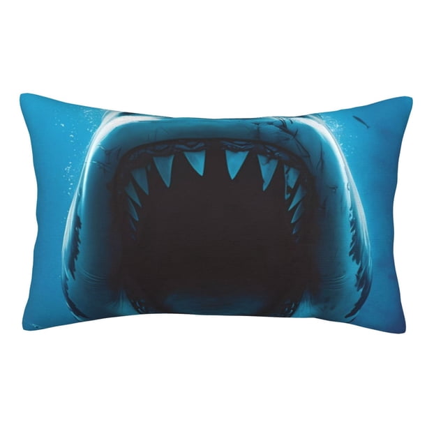 Fotbe Open-Mouthed Shark Funda de Almohada Decorativa Estilo Occidental, Lujo en Algodón, Fundas para Almohadas King, Cojín Estampado para Decoración del Hogar-14"x20"