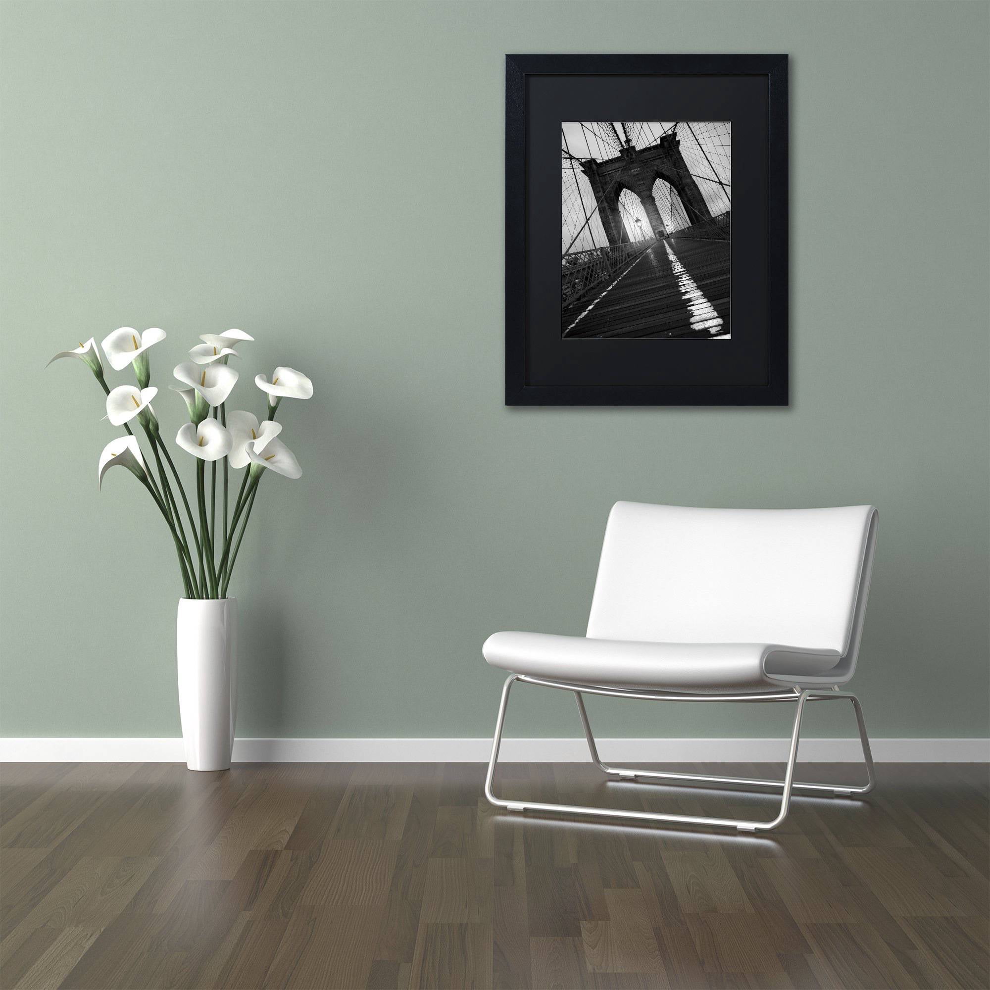 Moises Levy 'Brooklyn Bridge Study I' Black Matted Framed Art