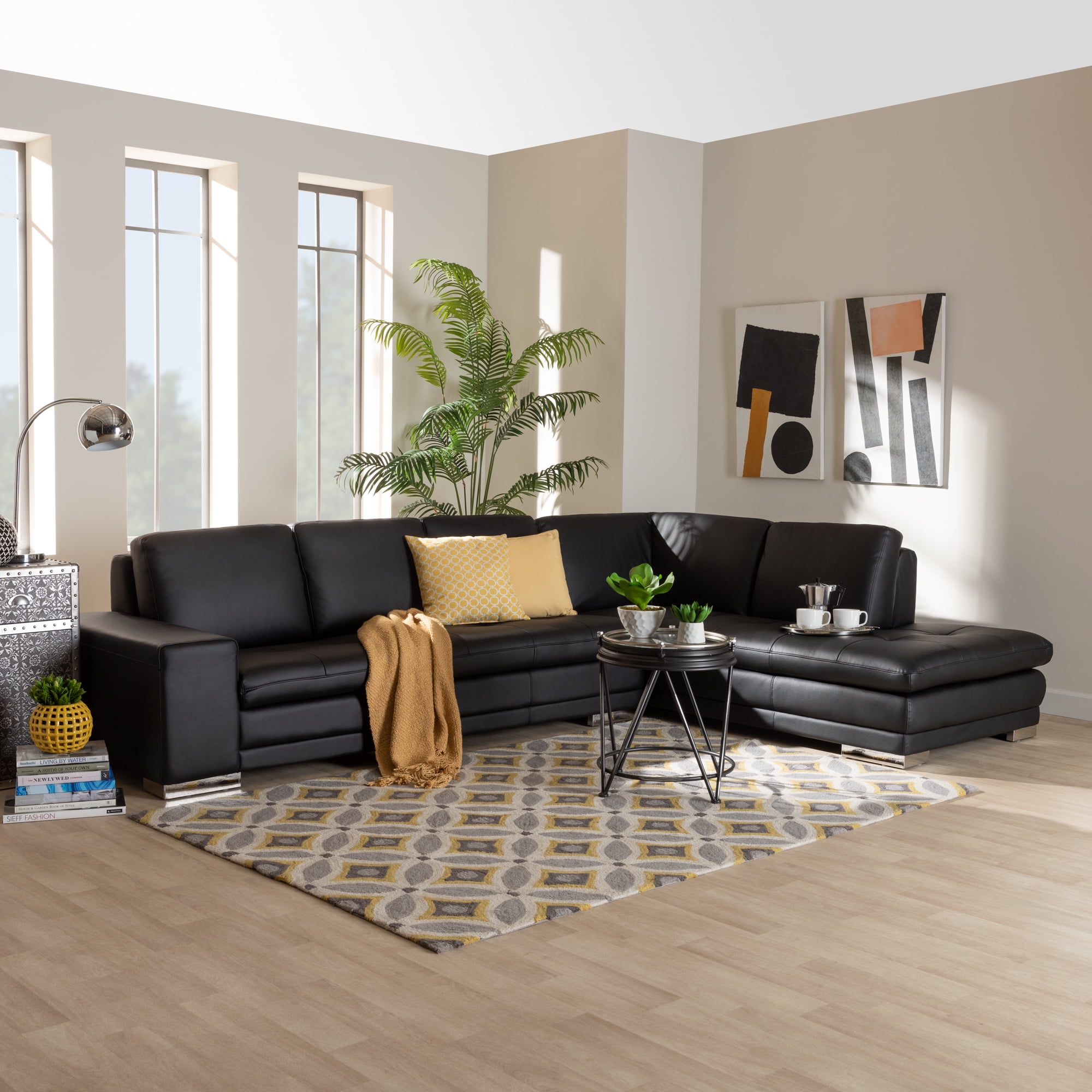 Baxton Studio Modern and Contemporary Callidora Black Leather