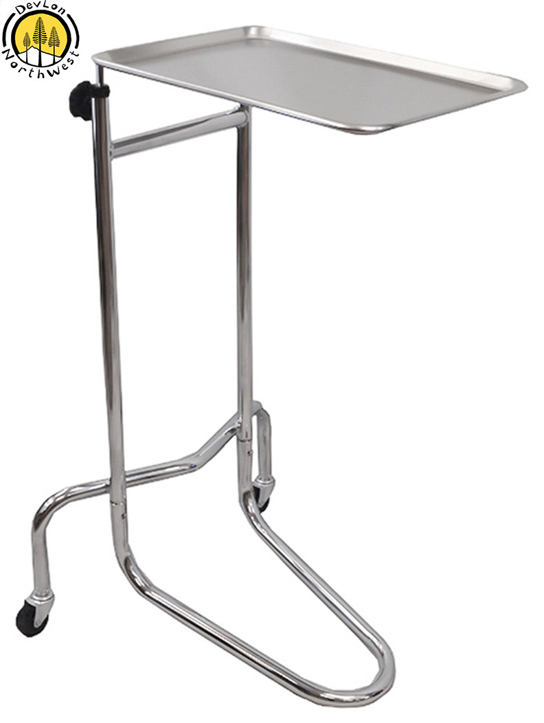 DevLon NorthWest Mayo Tray Stainless Steel Rolling Trolley Double Post