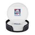 thumbnail image 1 of Posavasos de cuero de 6 piezas, posavasos con diseño de Gravy-Cat-Man para bebidas, posavasos para tazas, regalo de inauguración de la casa, ideal para la decoración del hogar, 1 of 7