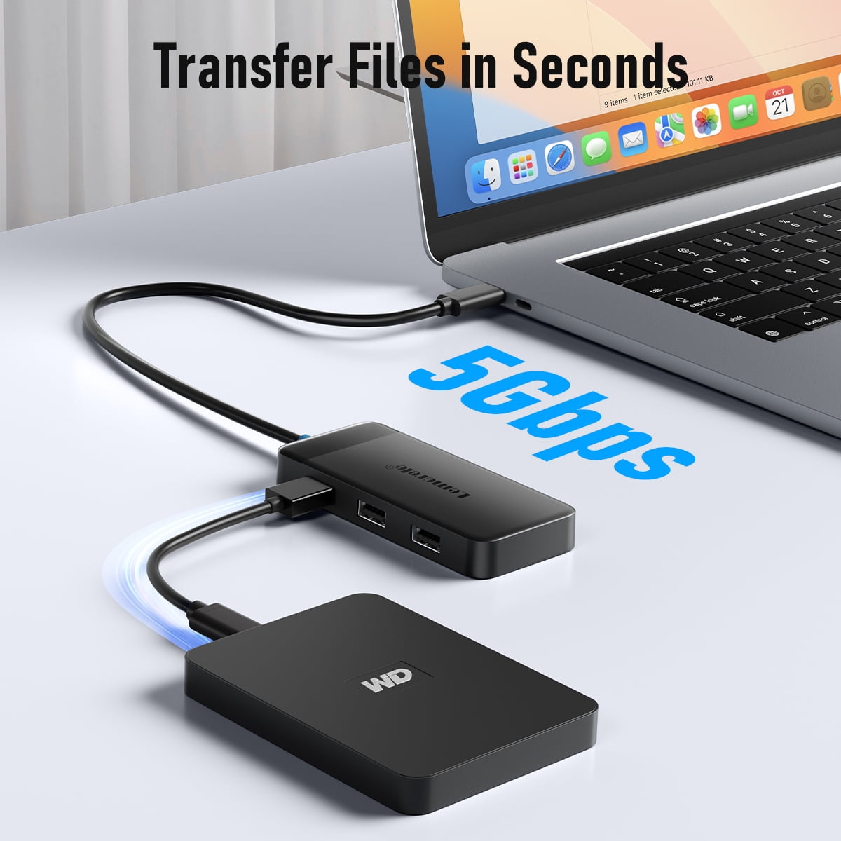 Lemorele 6 in 1 USB-C Multiport Hub, Laptop Splitter, PC Adapter, 4K Dual HDMI Adapter, USB A Data Port, 100W PD