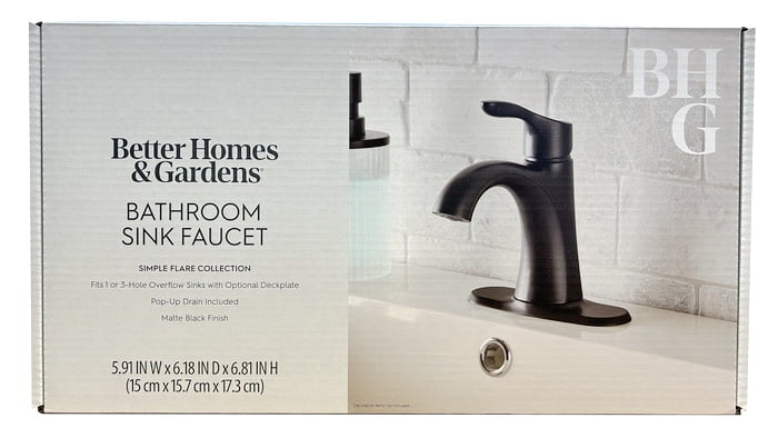 Better Homes & Gardens Simple Flair Single Hole Bathroom Faucet in Matte Black