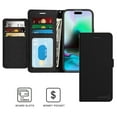 thumbnail image 3 of CoverON For Apple iPhone 16 Leather Case, RFID Blocking Wallet 6x Card Slot Holder Cover Flip Folio Phone Pouch, Black, 3 of 7
