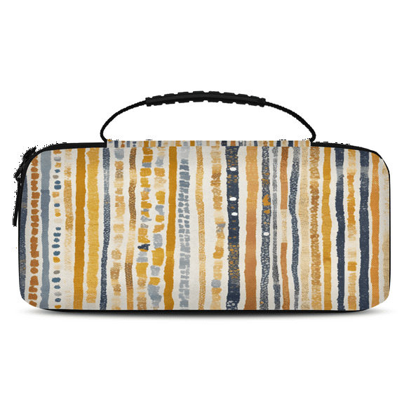 Herdesigns Boho Striped Carry Case Compatible with Nintendo Switch 2, with 20 Game Card Slots, Stripe Geometric Portable Travel Carrying Case Pouch for Accessories & Games