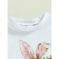thumbnail image 5 of Kid Girls Pants Set, Short Sleeve Crew Neck Flower Print T-shirt with Rabbit Print Flare Pants 6 Months-4 Years, 5 of 8