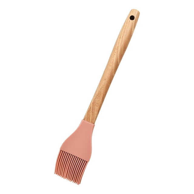 Roundwood Handle Silicone Baking Brush - Split Design, Heat Resistant & Multipurpose for Grilling, Pancake & Kitchen Greasing