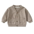 thumbnail image 1 of Toddler Boys Girls Cotton Cardigan Sweaters, Soft V-Neck Button Up Outerwear for Fall, 0-3Y, 1 of 3
