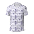 thumbnail image 2 of Daiia Stripes and Sprigs of Lavender Pattern Men’s Polo Shirts,Solid Deck Shirt,Classic Fit, Breathable Cotton Polo for Casual and Sport Wear-4X-Large, 2 of 7