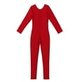 thumbnail image 7 of TiaoBug Kids Girls Long Sleeves Full Length Bodysuit Gymnastic Dance Jumpsuit Unitard Red 7-8, 7 of 7
