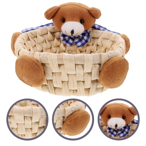 PAMINGONO Candy Basket 1Pack Woven Multi Color Bear Shape For Home Decor And Party Use