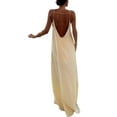 thumbnail image 4 of Diconna Robe Longue en Satin Sans Manches à Bretelles Spaghetti Dos Ouvert Robe de Cocktail Soirée, 4 of 8