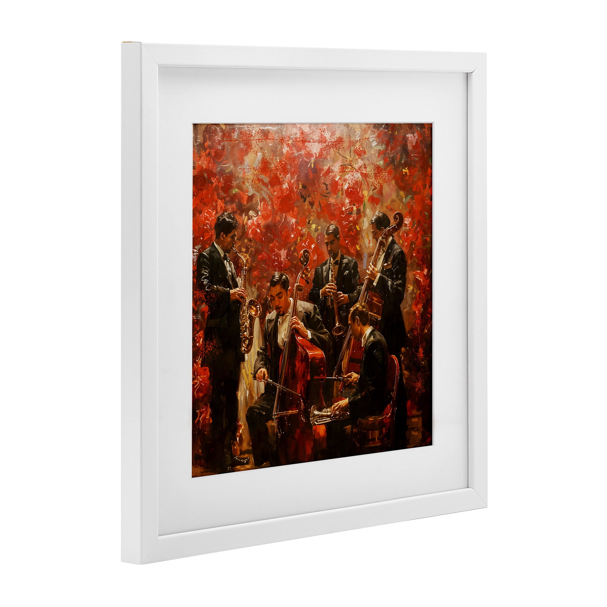 Stupell Industries Play More Jazz Performance White Framed Print Under Glass, design by Marta Wiley
