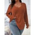 thumbnail image 5 of Women'S Plus Size Casual Knitted V-Neck Long Sleeve Sweater Orange Color XXXL, 5 of 8
