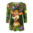 thumbnail image 2 of DDAPJ pyju Christmas Sparkly Snowflake Print Tops for Women,Crew Neck 3/4 Sleeve Casual T-shirt Wine Glasses Fun Tees Festival Party Shirt, 2 of 4