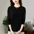 thumbnail image 4 of Women's Sweatshirt Casual Pullover Round Neck Solid Color Long Sleeve Loose Fall Winter Top Daily Wear Comfortable Clothing Seasonal Apparel, 4 of 5