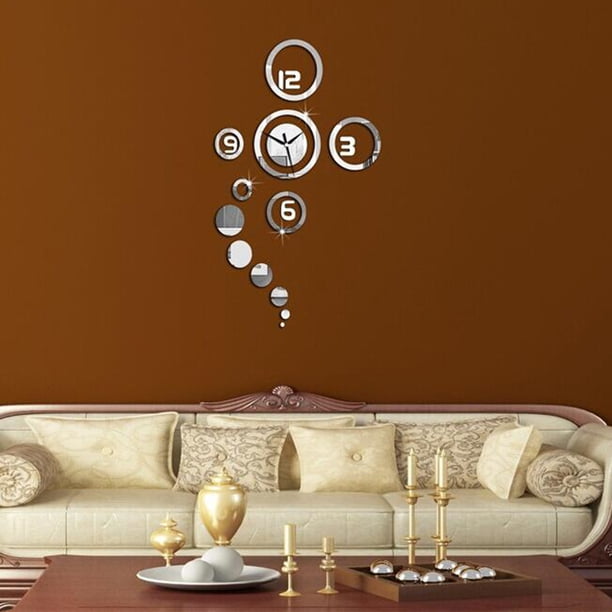 YSNOOWE De Pared Plateado Con Sticker Acrílico 3D Decorativo Removible Para Y Oficina