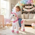thumbnail image 2 of PonyCycle Ride-On Unicorn Toy for Kids, No Battery Riding Toy with Hand Brake, Indoor Outdoor Use, Ages 3–4, Pink, E312, 2 of 11