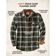 Legendary Whitetails Mens Buck Camp Flannel Shirt, Long Sleeve Plaid or Solid Heather Button Down, Casual Shirt for Men with Corduroy Cuffs and Collar