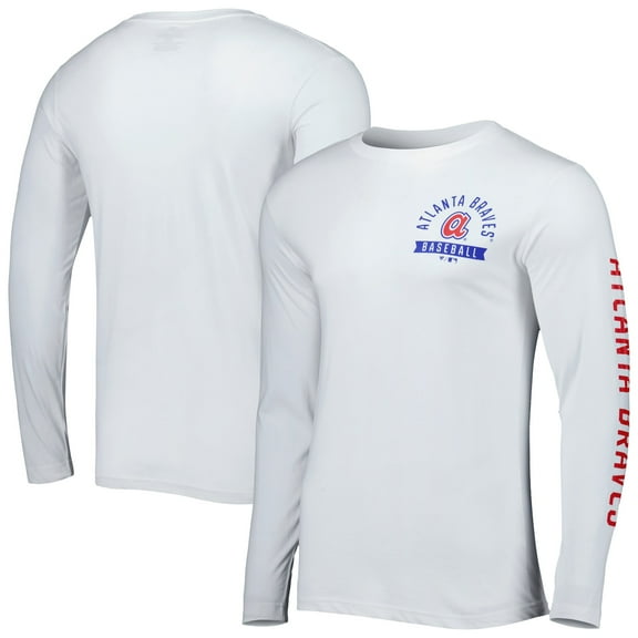 Men's Fanatics Branded White Atlanta Braves Pressbox Long Sleeve T-Shirt