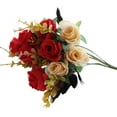 thumbnail image 2 of LShunze Mini Rose Bouquet - 12 Realistic Silk Rose Heads 6 Stems for Home Decor & Photography Props, 2 of 8