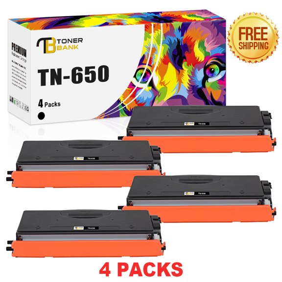 Toner Bank 4-Pack Compatible Toner Replacement for Brother TN-650 HL-5340D 5340DRT 5350DN 5370DW 5380DN DCP-8085DN 8080DN 8890DW MFC-8380DN 8680DN 8890DW Black