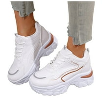 Rokment Women's Platform Chunky Fashion Sneakers with Hidden Wedges 2026 Spring Fall Leather Lace up Nursing Work Dad Tennis Shoes for Woman Brown Size 7