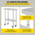 thumbnail image 3 of VEVOR Stainless Steel Work Table 24x12 Inch with 4 Wheels Commercial Food Prep Worktable with Casters Heavy Duty Work Table for Commercial Kitchen Restaurant, 3 of 9