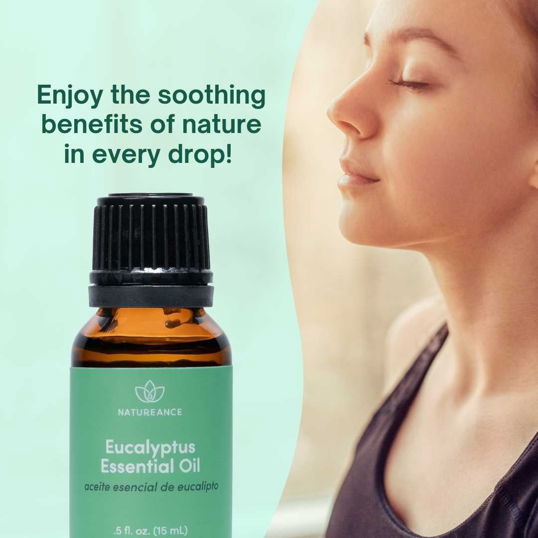 Natureance Eucalyptus Essential Oil (0.5 oz) - 100% Pure and Natural, Therapeutic Grade Essential Oil