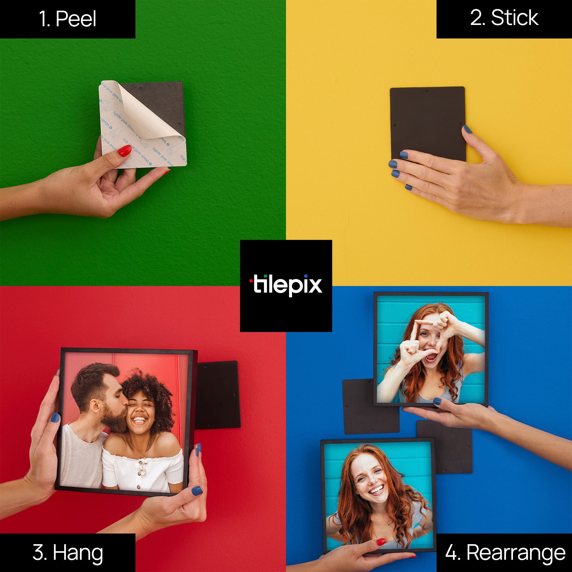 TilePix Nail Free Black Frame, 8-Piece Split Image