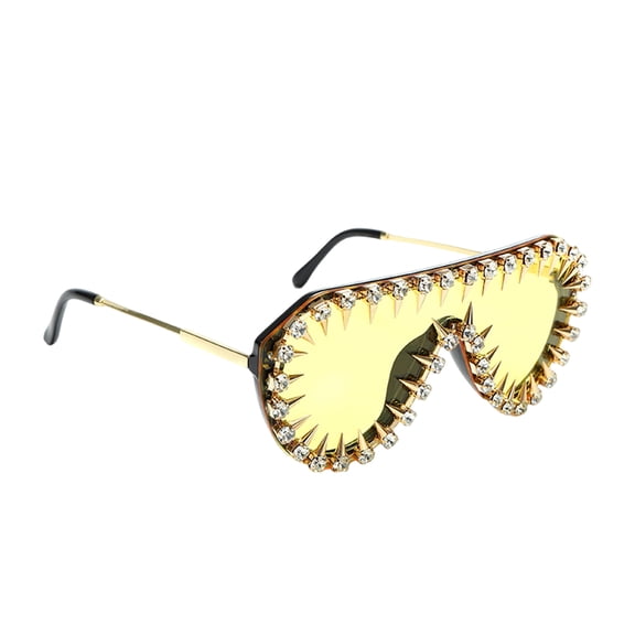 Elegant Sun Glasses with Crystal Rivet Studded Frame for Fashion Forward Individuals Women Men Hiphop Dancing Eyeglasses