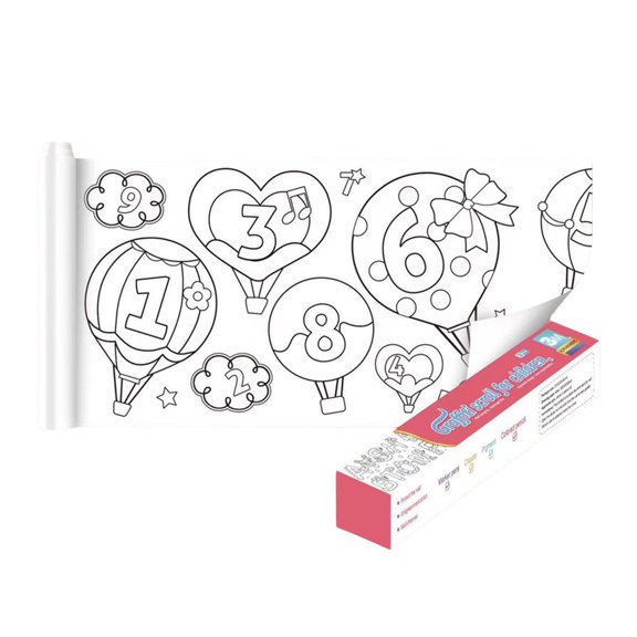 Kids Large Sticky Coloring Paper Roll 11.8" x 118" - Removable Animal Theme Drawing Scroll for Walls/Tables, DIY Art Craft Supplies for Toddlers & Children