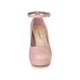 thumbnail image 6 of BLISSFUL STEP Women's Block Heel Pumps Platform Ankle Strap Round Toe Heel Pink 8, 6 of 7