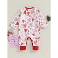 thumbnail image 3 of Bslissey Infant Baby Girls Boys Cute Jumpsuit Heart Print Long Sleeve Crew Neck Footless Rompers 3M 6M 9M 12M Newborn Casual Sweet Bodysuit for Valentine's Day, 3 of 8