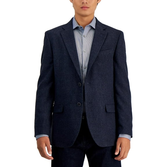 Nautica Mens Modern fit Sport Coat Blazer 42 R Navy Blue Herringbone Stretch
