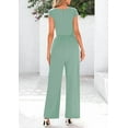 thumbnail image 2 of PRETTYGARDEN Summer Jumpsuits for Women Dressy Ribbed Cap Sleeve Wide Leg Pants Rompers Elegant Casual One Piece Outfits, 2 of 8