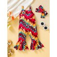 thumbnail image 3 of Bagilaanoe Toddler Baby Girl Summer Jumpsuit Sleeveless Print Romper Backless Overalls + Headband 6M 9M 12M 18M 24M 3T Kids Long Flare Pants Summer Clothes, 3 of 8