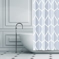 thumbnail image 3 of Light Blue Geometric Stall Short Shower Curtain,Waterproof Design and Polyester,Quick-Drying,Weighted Hem,Small Shower Curtains Set for Bathroom W 36 x H 72,Durable and Washable with 8 Hooks, 3 of 5