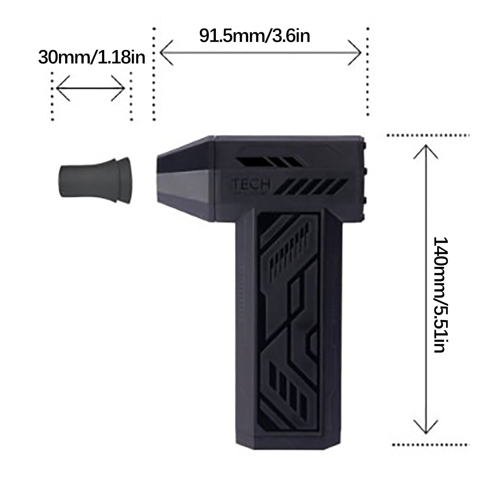 Violent Turbo Fan 110000 RPM Handheld Brushless Motor Three-Speed Adjustment Industrial Duct Fan Violent Blower Black