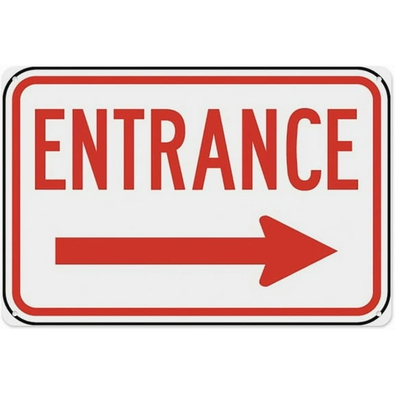 Entrance (Right Arrow) Sign 8"x12" - Aluminum Tin Warning for Home Outdoor Garden, Weatherproof Directional Decor